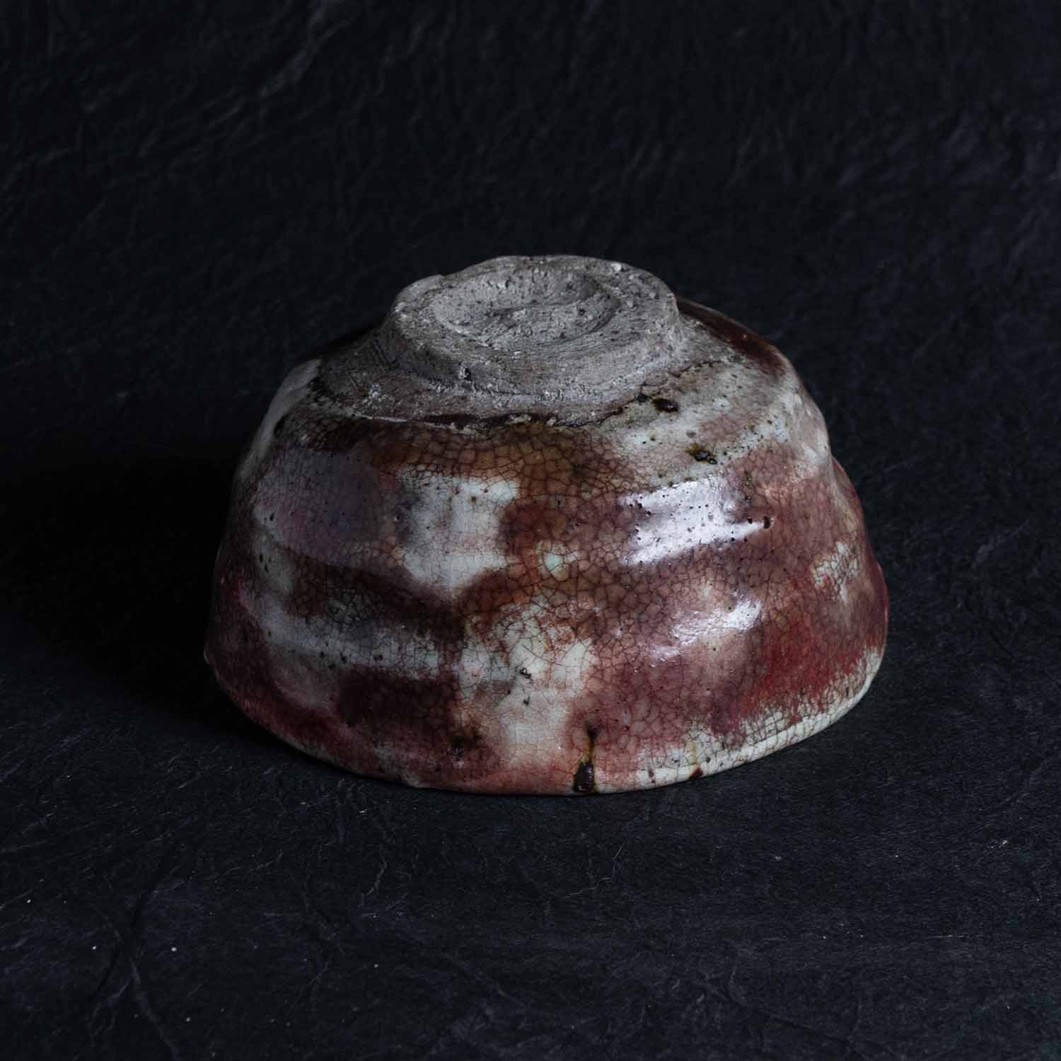 Yohen(Kiln-Changed) Cinnabar, Three-Color Glazed Tea Bowl, Shokeizan Pottery, Iwami Ware, Onsatsu Ware