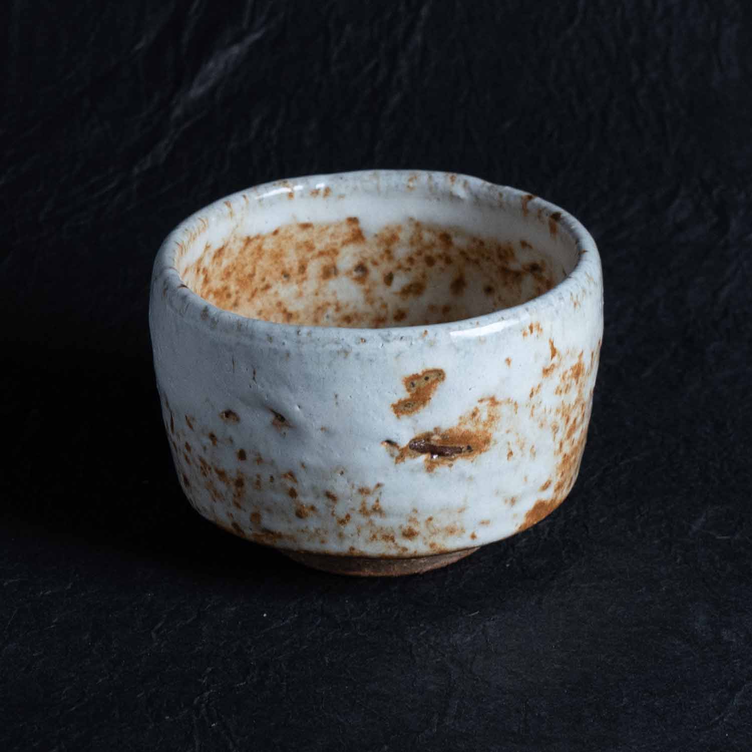 Matcha bowl Straw ash glaze Semi-cylindrical tea bowl
